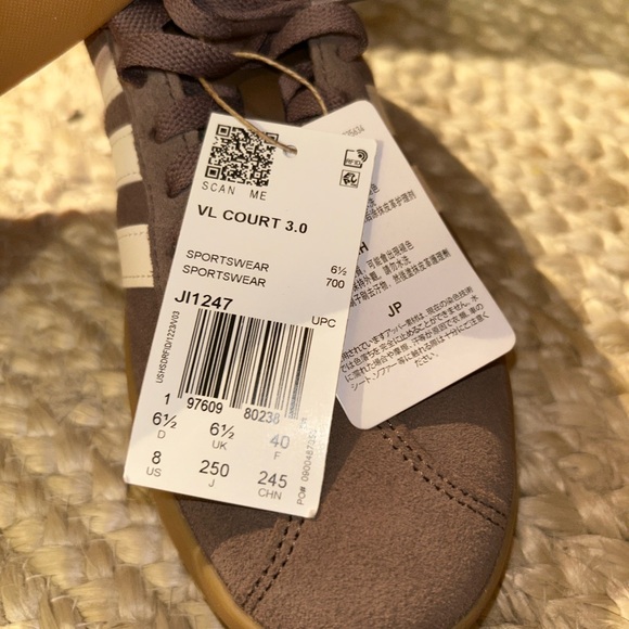 adidas VL Court 3.0 Suede Sneakers in Taupe and Gum - Picture 3 of 7